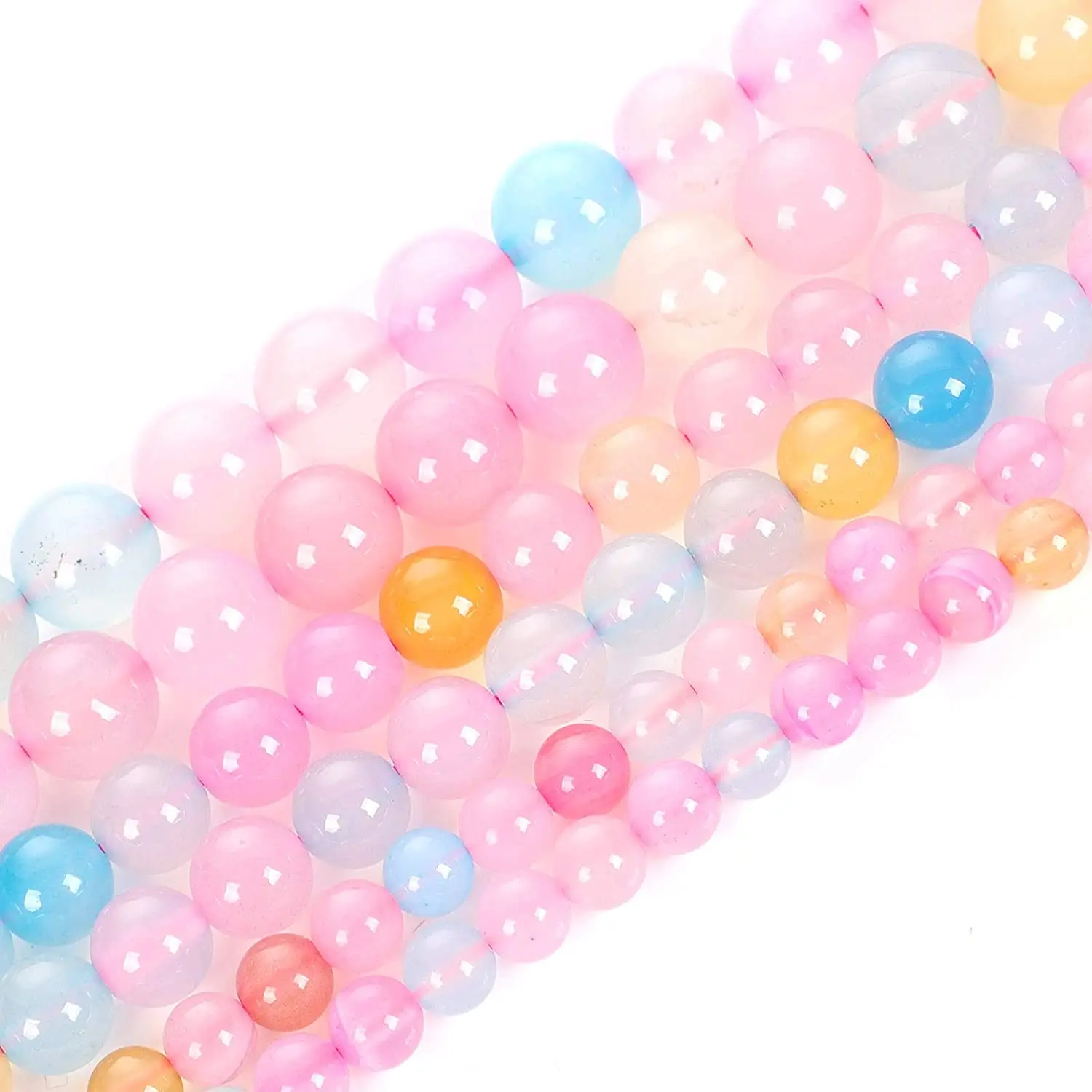 

Unpolished Smooth Gemstone Gem Strand Round Loose Beads for Jewelry Making,Energy Stone Healing Power