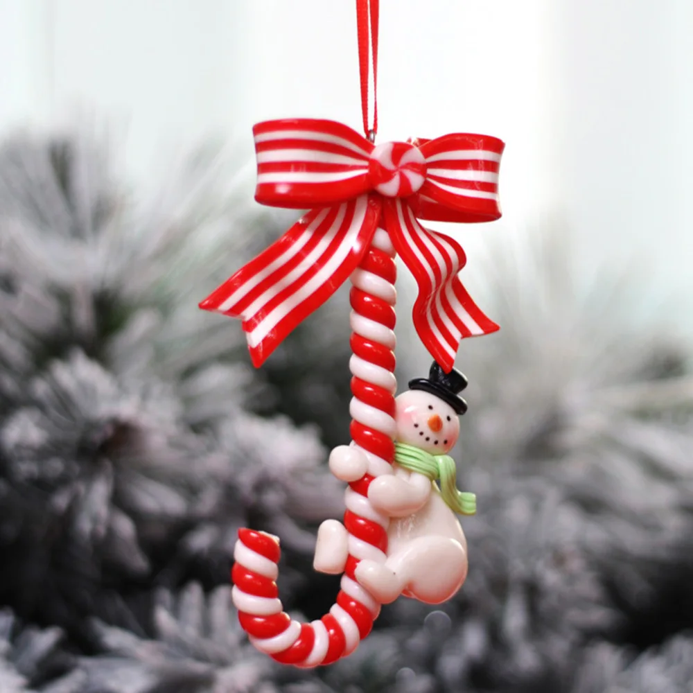 

Hanging 3 Piece Set Xmas Decoration Ornaments Christmas Plastic Candy Cane Pendant Soft Clay Red Santa Claus White Green 3PCS