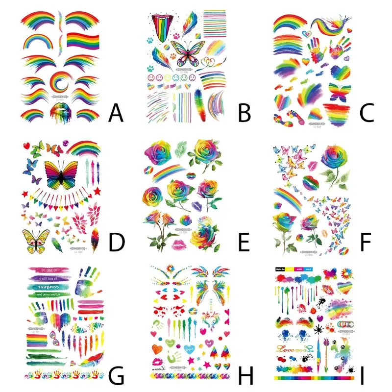 Одноразовые радужные тату-наклейки для тела гей парады праздники водостойкие