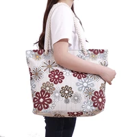 retro womens canvas handbag large capacity floral printed bag fashion feamle casual shopping bags shouder bag beach tote bag