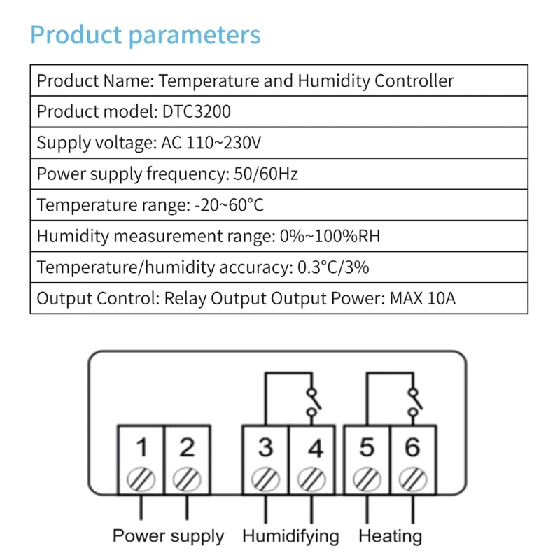 

AC 110V 220V Temperature Humidity Controller Thermoregulator Thermostat Humidistat for Incubator Breeding Greenhouse