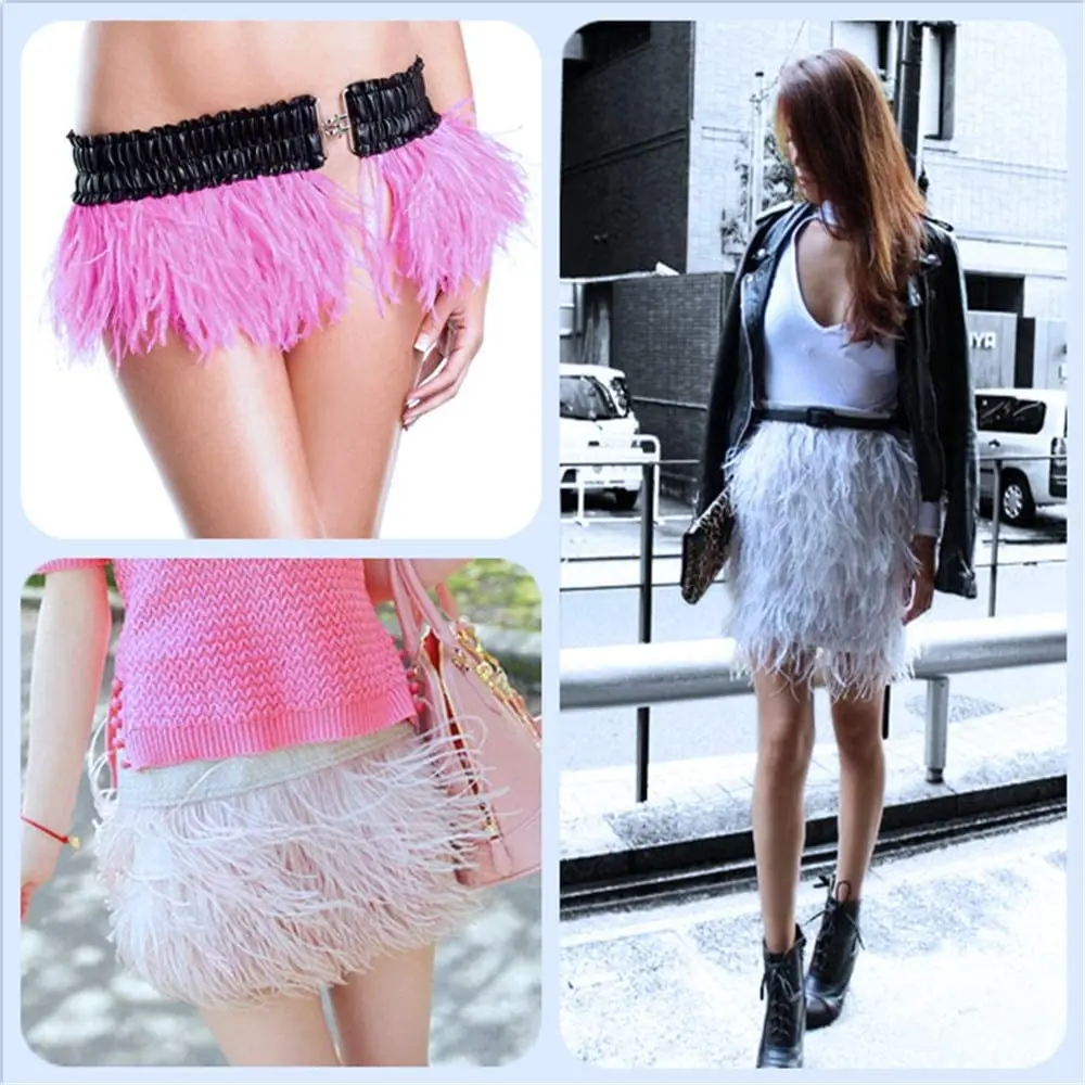 

1meters High Quality Ostrich Feathers Trim plumes Ribbon 10-15cm for Wedding Dress Clothing Sewing Decoration plume crafts