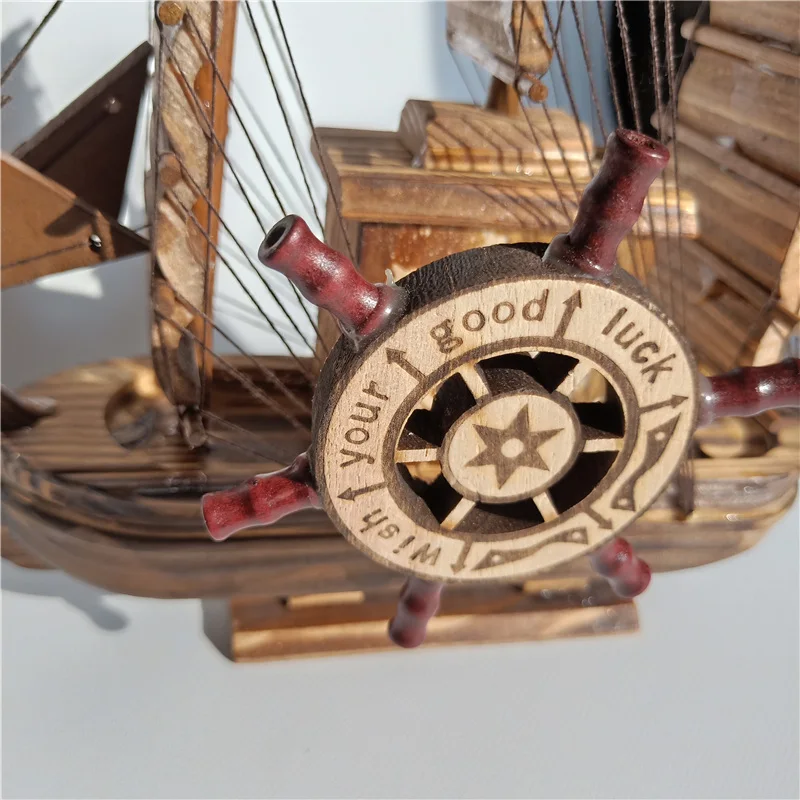 Деревянная парусная лодка ремесло руля деревянная модель украшения дома