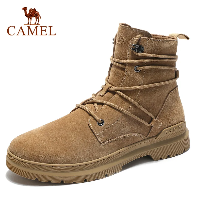 

Мужские ботинки CAMEL, осенние ботинки со шнуровкой, в стиле ретро, рабочие ботинки из натуральной кожи, Нескользящие, износостойкие ботинки