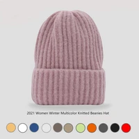 2021 new women beanie hat knitted winter hat women thicken warm winter hats for women beanies ladies soft winter cap