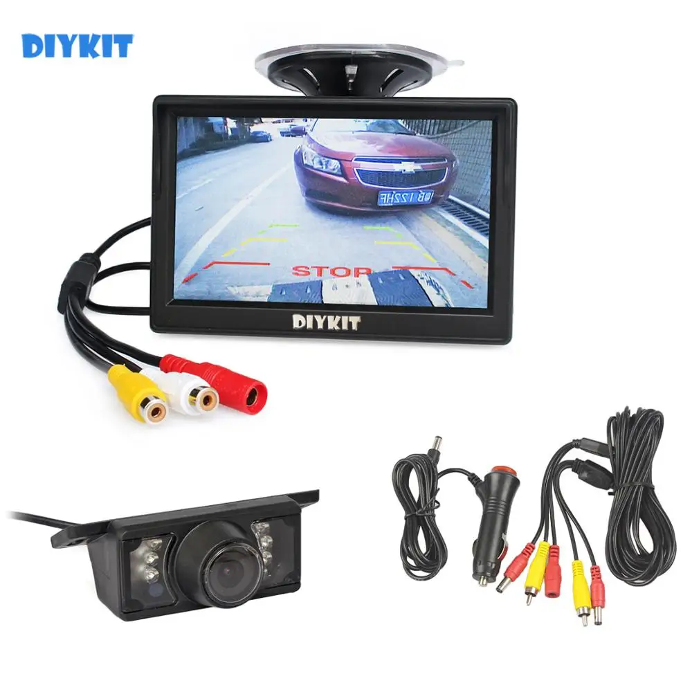 

DIYKIT Wired 5" Rear View Monitor Car Monitor IR Night Vision Reversing Car Camera Parking Accessories