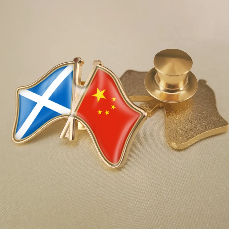Китай (материк) и Шотландия перекрестные двойной флаг дружбы значков на булавке