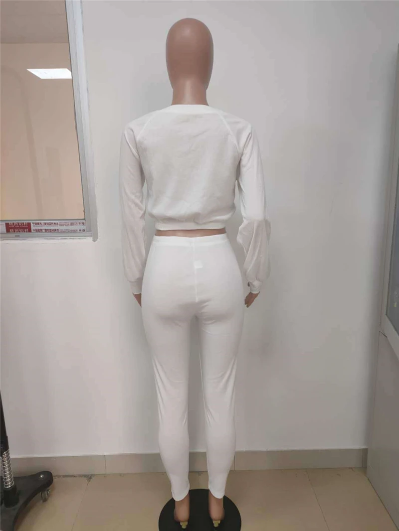 

Cutubly Long Sleeve Women'S Set Letter Print 2 Piece Set Jogging Suit Fashion Sweatshirt Crop Top Pencil Pants Set Tracksuit