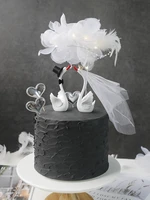 swan ornaments birthday happy cake topper weddingwedding dress decoration love cake decor dessert party baking supplies