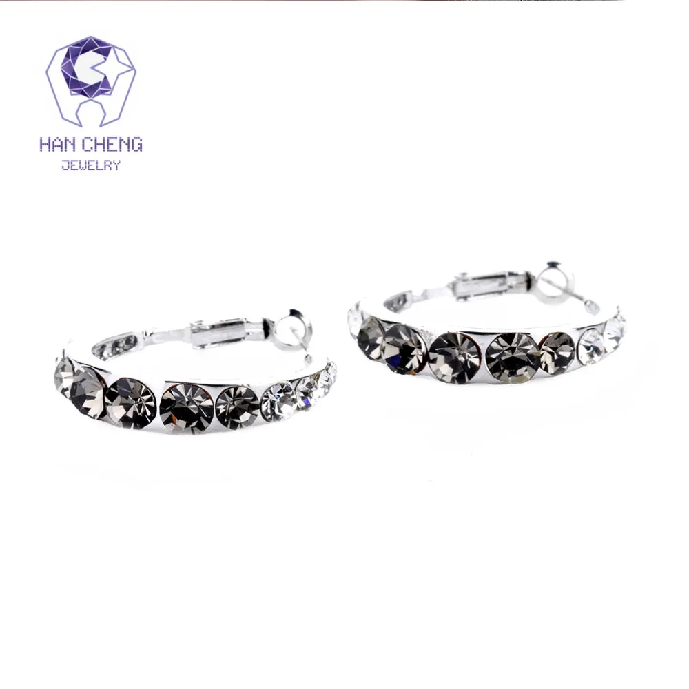 Новые модные очаровательные большие круглые серьги-кольца HanCheng с драгоценным