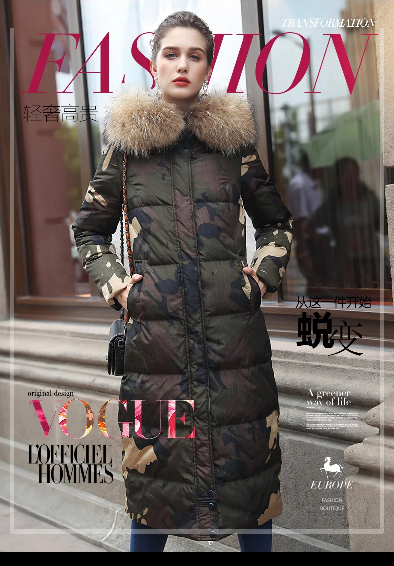 Tcyeek Winter Coat Women Clothes Streetwear X-long Duck Down Jacket Female Ladies Thick Warm Jacket+raccoon Fur Hooded 5203