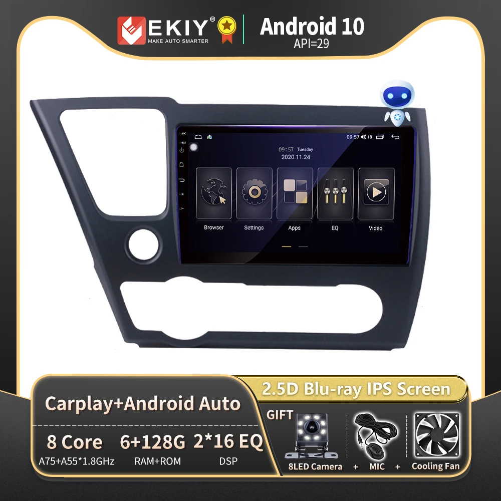 

EKIY Blu-Ray IPS DSP 6G 128G для Honda Civic 9 2013 - 2016 Android 10 автомобильное радио Mutimedia плеер навигация GPS стерео no 2 Din