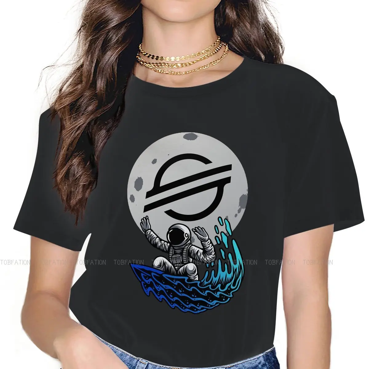 

Stellar to the Moon Casual TShirt Stellar Crypto XLM Coin Cryptocurrency Style Streetwear Casual T Shirt Short Sleeve Unique 5XL