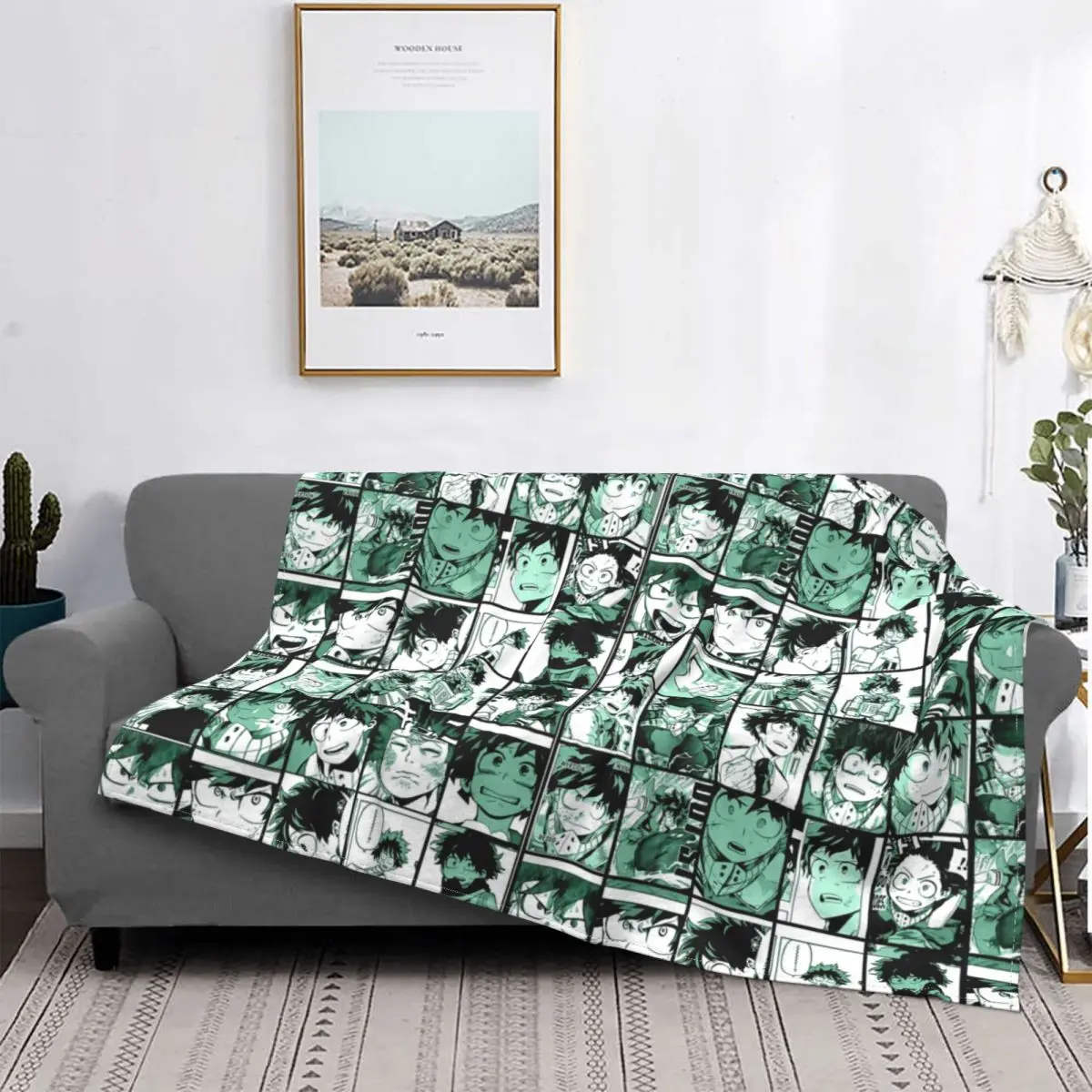 

Christmas Gift For Friend My Hero Academia Midoriya Izuku Collage Deku Throw Blanket For Couch Quality Flannel Fleece Blanket