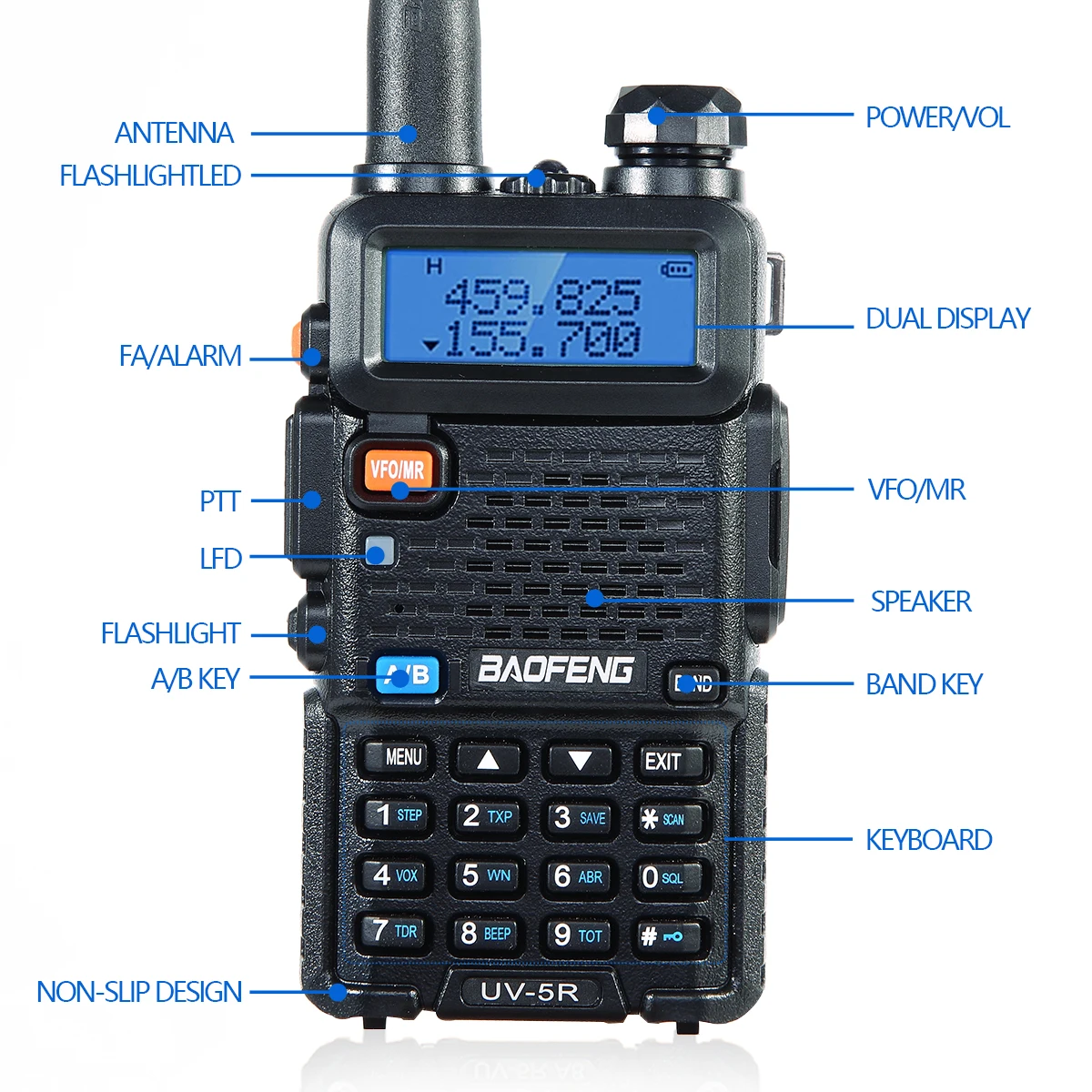 Baofeng UV-5R иди и болтай Walkie Talkie “иди 5 Вт высокой мощности Мощность Портативный CB
