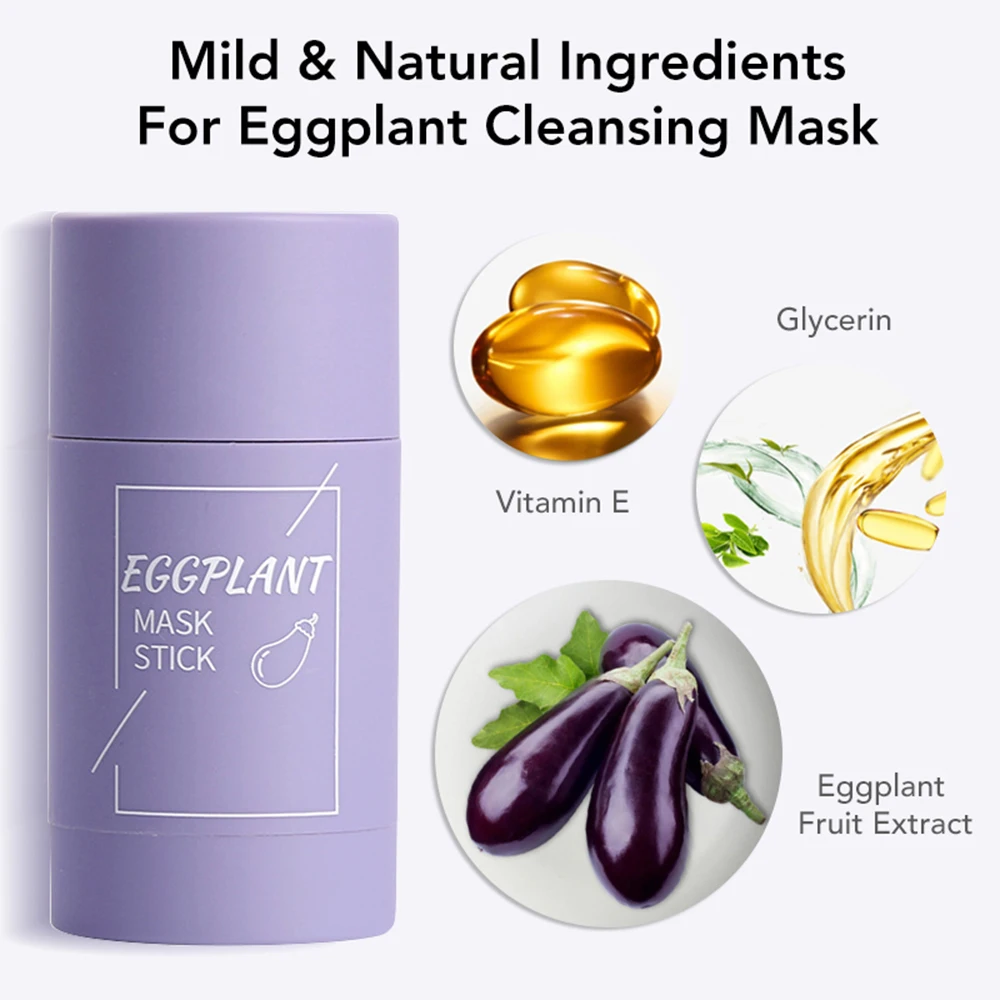 

Green Tea Cleansing Solid Mask Eggplant Acne Cleansing Solid Mask Facial Skin Care Deep Moisturizing Hydrating Whitening Clean