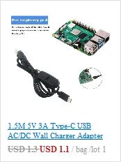 5V 3A type-C USB AC/DC адаптер настенного зарядного устройства Шнур питания для Raspberry Pi 4 Модель B адаптер питания с переключателем