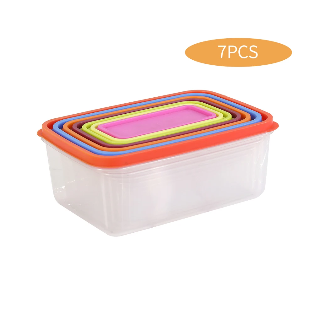 

7 шт. коробок для хранения продуктов Bento прямоугольная холодильная коробка для хранения набор домашний холодильник офисный напольный PP Домашний Органайзер
