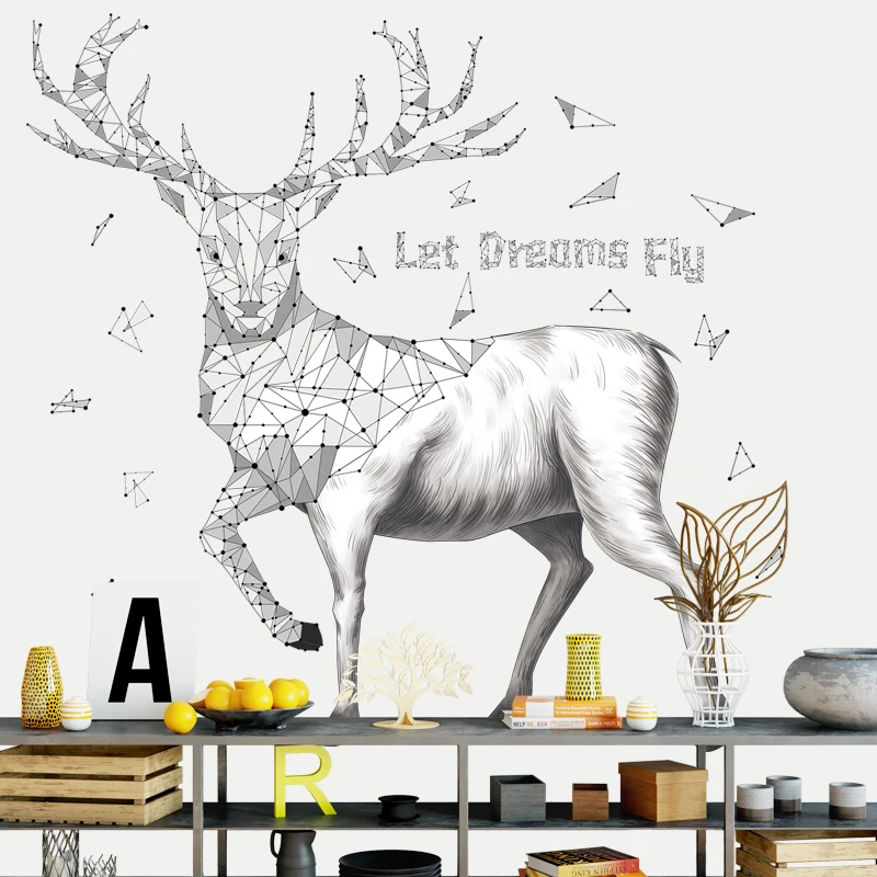 

Modern Black Deer 102*105cm Home Decoration Wall Sticker Creative Animal Living Room Bedroom Wall Decals Poster Mural