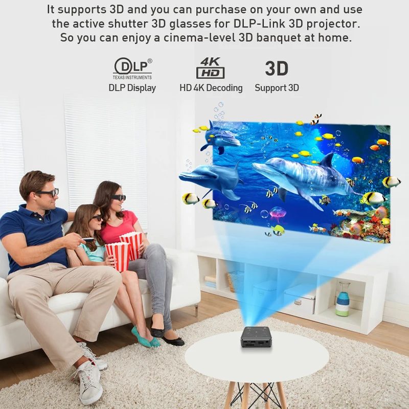 Smartldea P11 Карманный 4K 3D проектор android9.0 2 4G 5G wifi BT5.0 домашний RAM 32G ROM опция HD видео игра