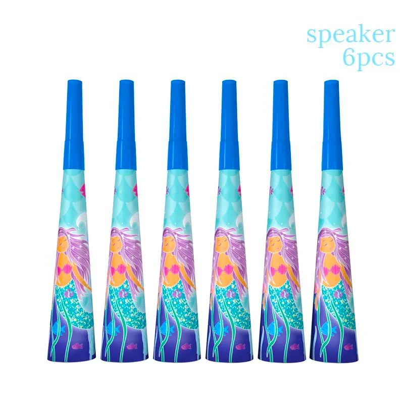6pcs horn Украшение в виде русалки на день рождения; обертки для капкейков; для дня рождения; для девочек; для вечеринки; для детей; для принцесс; маленькая Русалочка; вечерние принадлежности для декора - Цвет: 6pcs horn