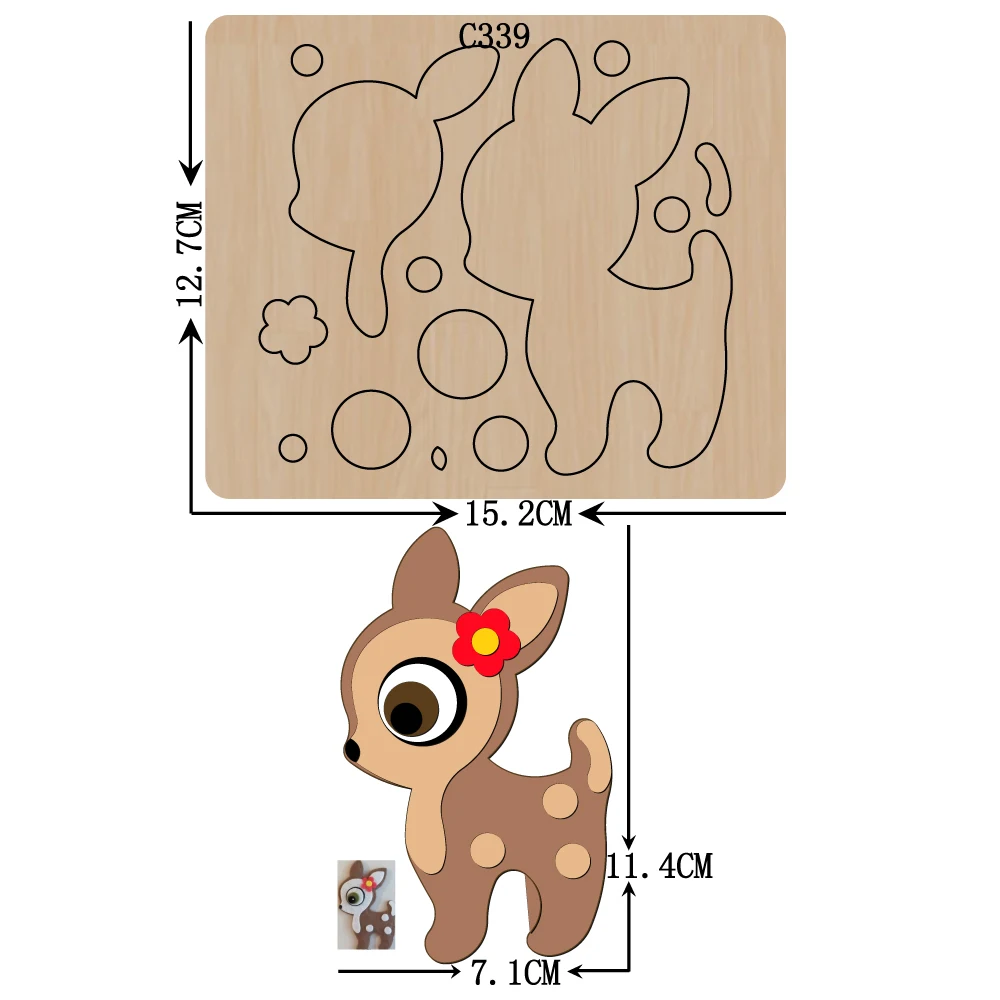 Одежда с рисунком оленя деревянный под давлением Скрапбукинг C 339 Трафаретный