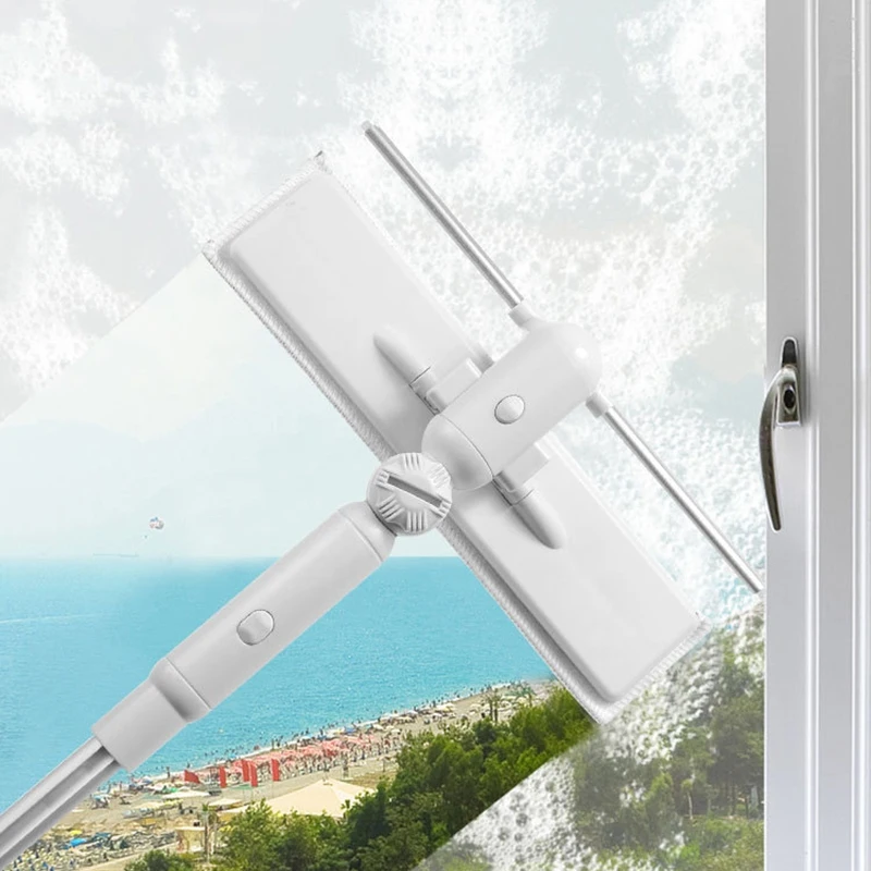 Window Cleaner Glass Cleaning Brush Tool with 180 Squeegee Head Extension Pole for Indoor and Outdoor Windows | Дом и сад