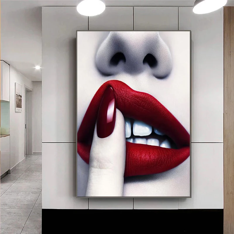 

Red Lips Canvas Painting Nordic Modern Woman Sexy Mouth Wall Posters and Prints Wall Art Picture for Living Room Bar Home Decor