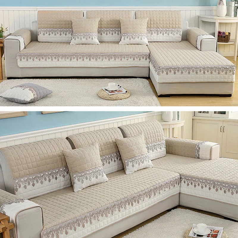 Секционный чехол для дивана утолщенный угловой кушетки кружевное покрывало