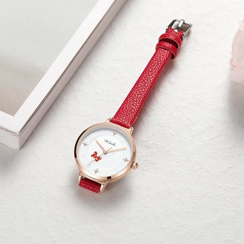 

2021 Minnie Mouse Pretty Cute Girl Small Style Quartz Watches Ladies Leather Band Watch Woman Wristwatch Children Clock Kid Gift