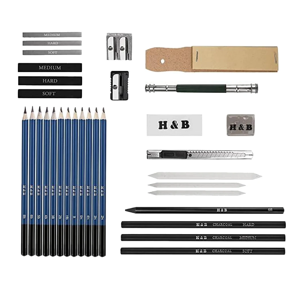 

Pro Sketching Pencil Set Student Teacher Beginner Complete Drawing Tools Kit