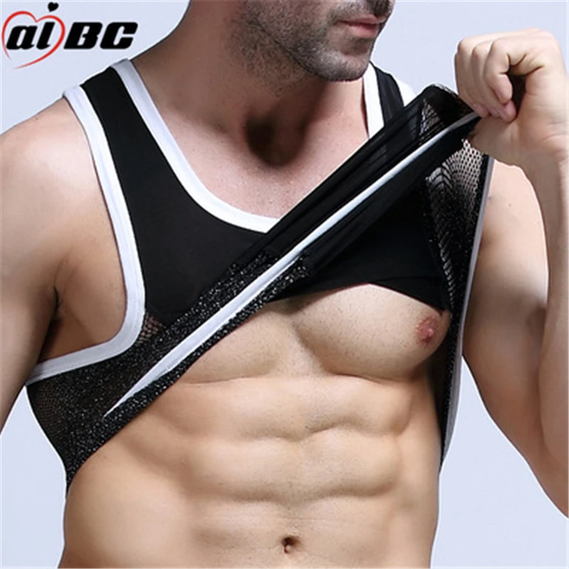 

Summer Men's Vest Mesh Ultra-Thin Sports And Leisure Fitness Vest European And American Muscle Men's Quick-Drying TranslucentTop