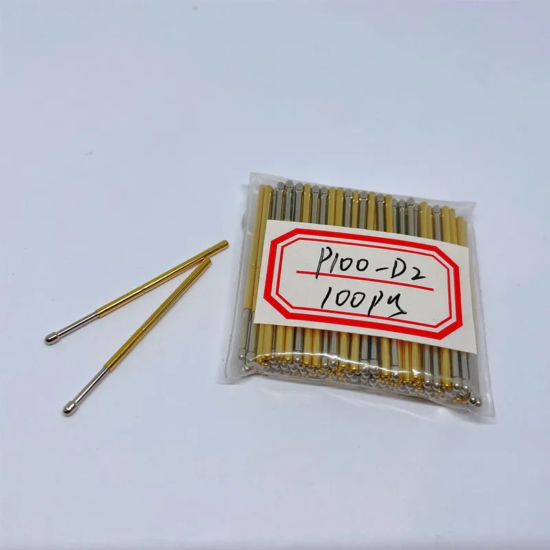 

100pcs Metal Brass Nickel-Plated Compression Test Pin P100-D2 Diameter 1.36mm Household Electronic Universal Probe