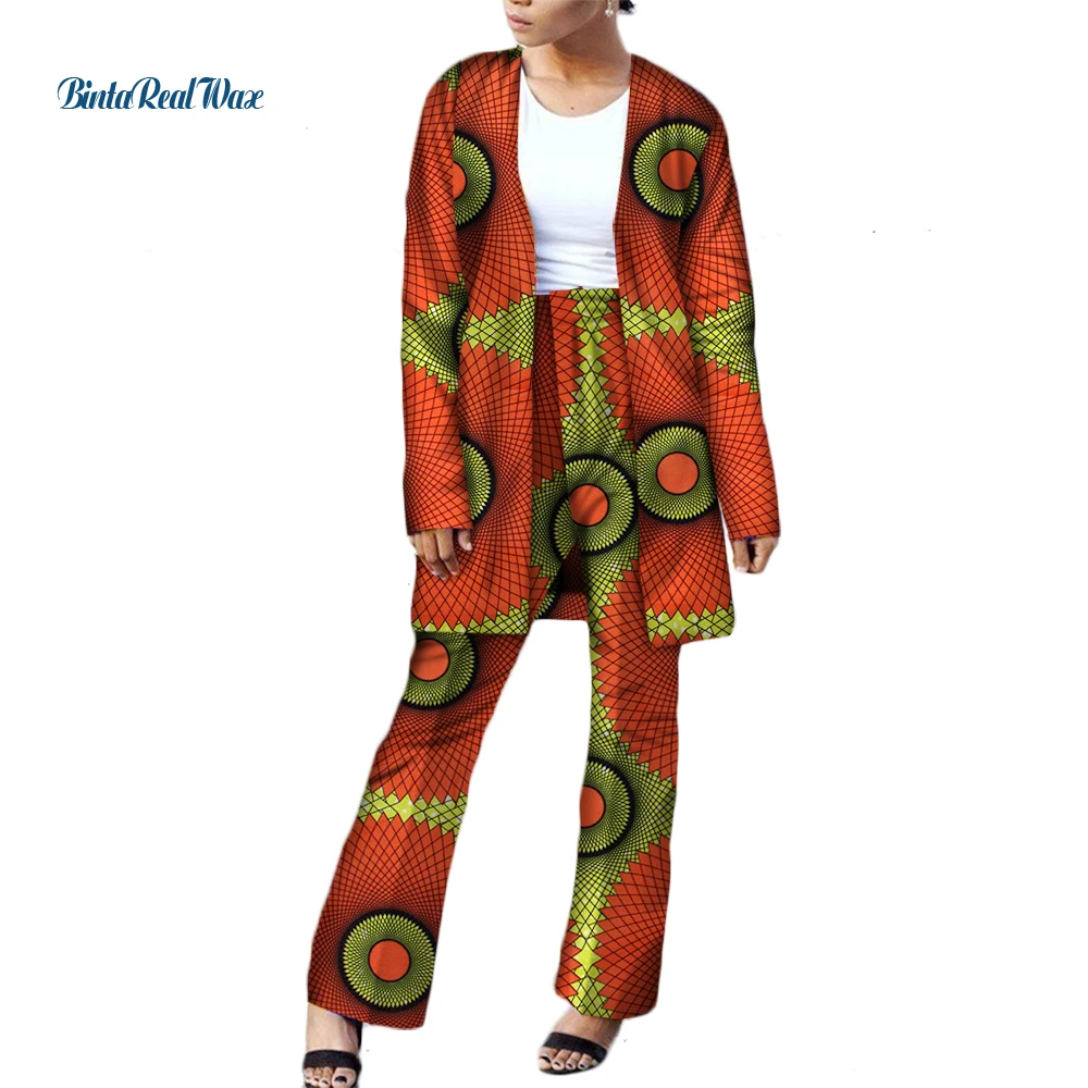 African Top and Pants Sets for Women 2 Pieces Bazin Riche Dashiki Clothing Print Long Shirts WY3593 | Тематическая одежда и