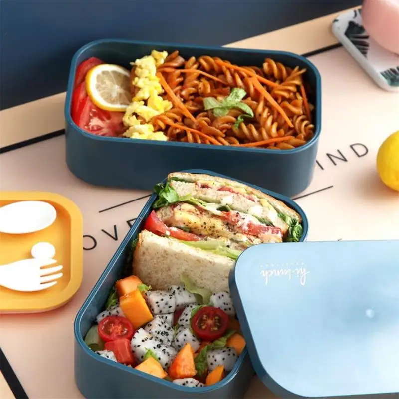 Двухслойный Ланч бокс для студентов офисный Рабочий портативный контейнер