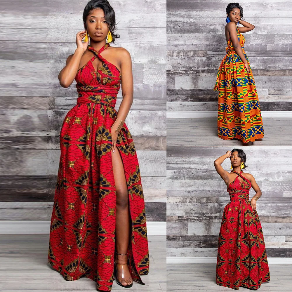 

2020 летний комплект из туфель и сумочки в Африканском платья для женщин в африканском стиле Пляжное платье балахон длинное платье Цветочный ...