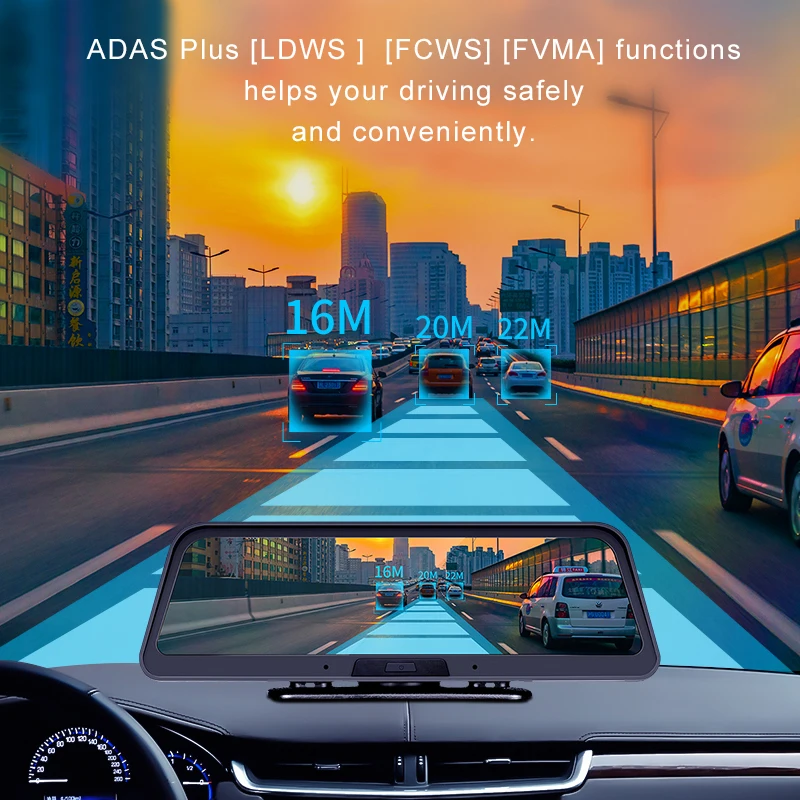 Смарт видеорегистратор Bluavido 10 дюймов 4G ADAS Android GPS навигация FHD 1080P автомобильная