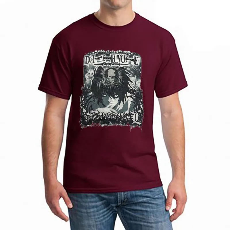 

Classic Anime Death Note T-shirt For men Short Mouwen Print Lawliet Tea shirt Pure Katoen Mystery Manga T-shirt Clothing poison