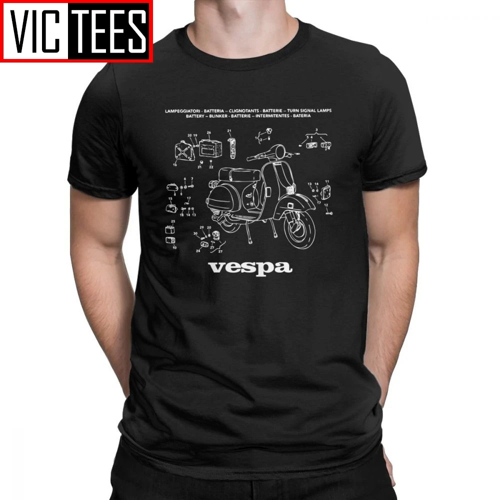 Vespa футболка запчасти скутер Италия уникальный ретро мотоцикл велосипед мужские