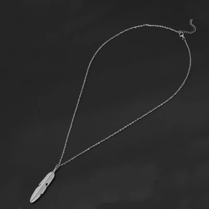 Модный простой золотистый кулон с металлическим пером ожерелье для женщин в