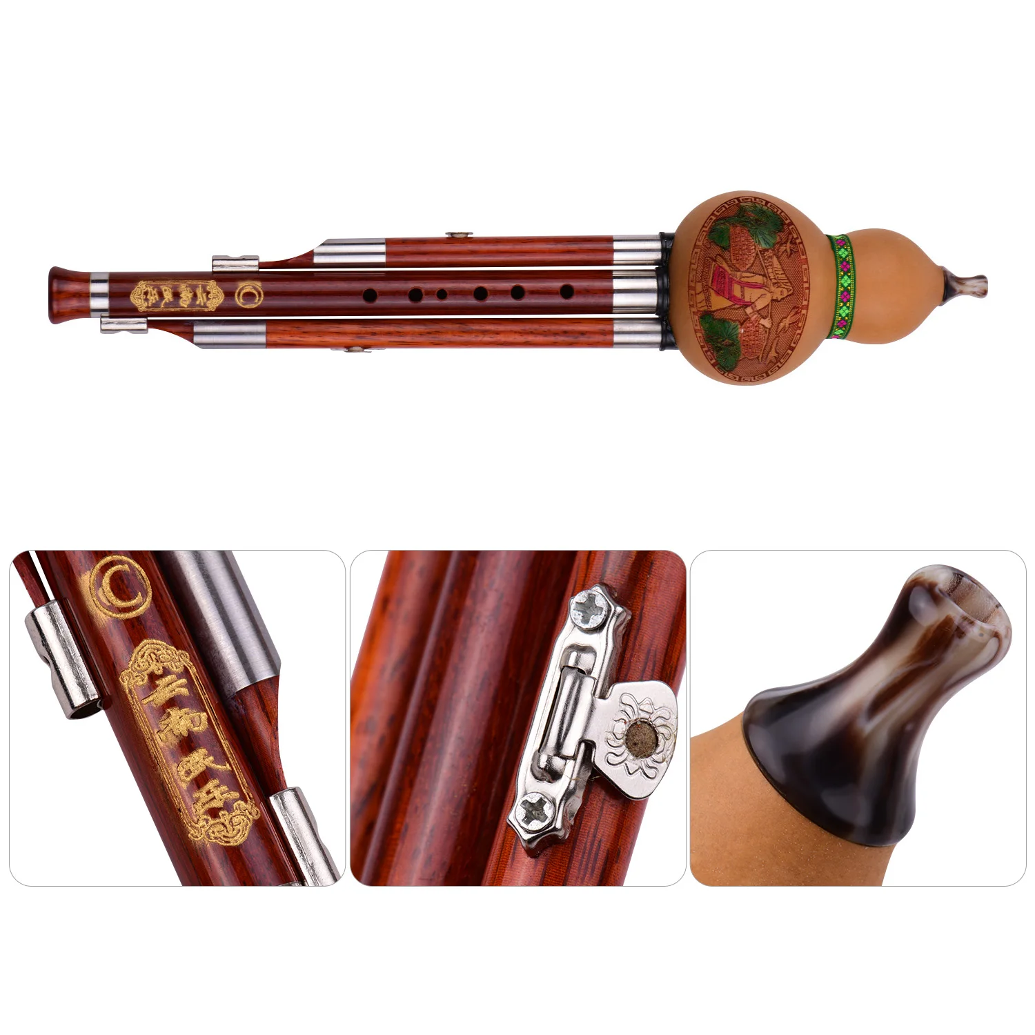 3 тона C Key Hulusi Тыква Cucurbit Flute твердые деревянные трубки Китайский традиционный