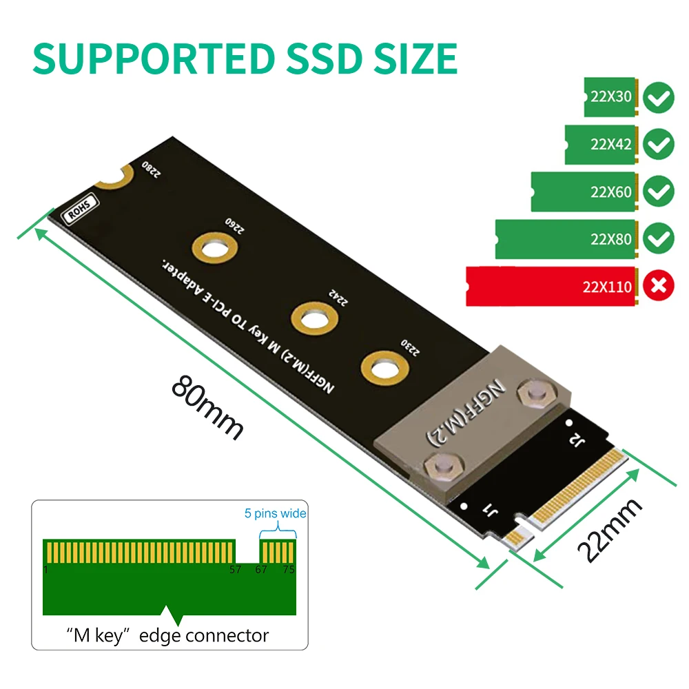 M.2 NVME M-key к PCI-E 3 0 16X Удлинительный кабель высокоскоростной стабильный Расширенный