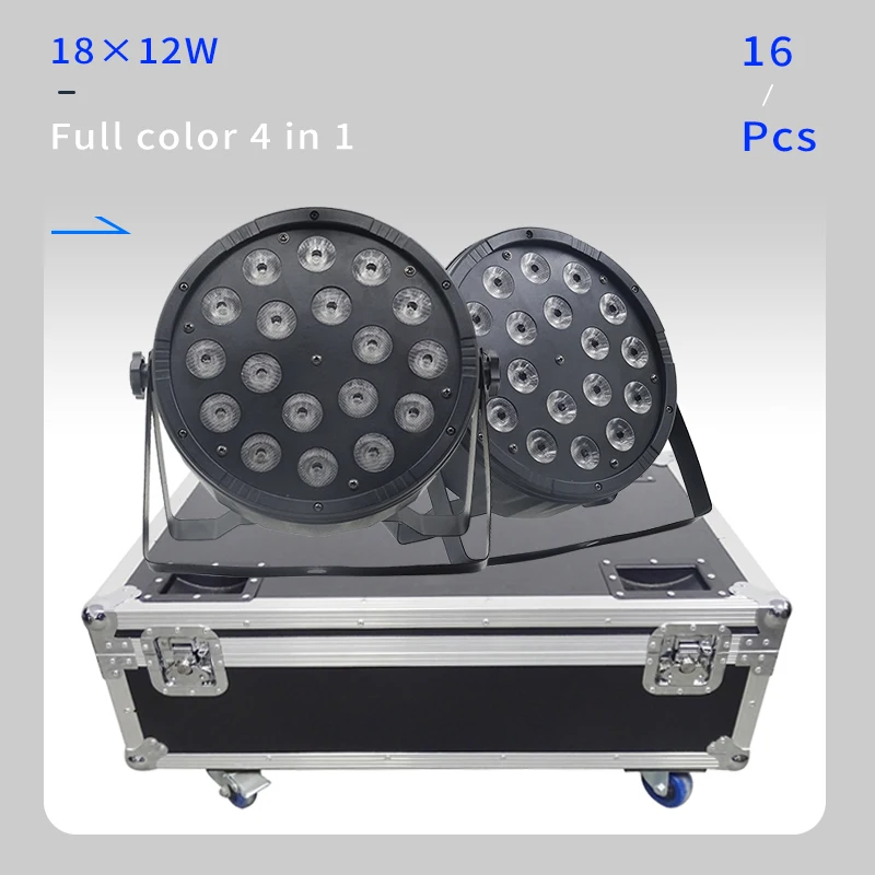 

16units 18x12W led Par lights RGBW 4in1 flat par led with Flight case dmx512 disco lights professional stage dj equipment