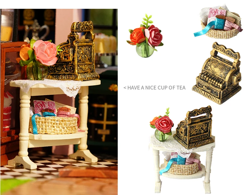 CUTEBEE кукольный дом Миниатюрный DIY кукольный домик с деревянная мебель для дома игрушки для детей подарок на день рождения A066