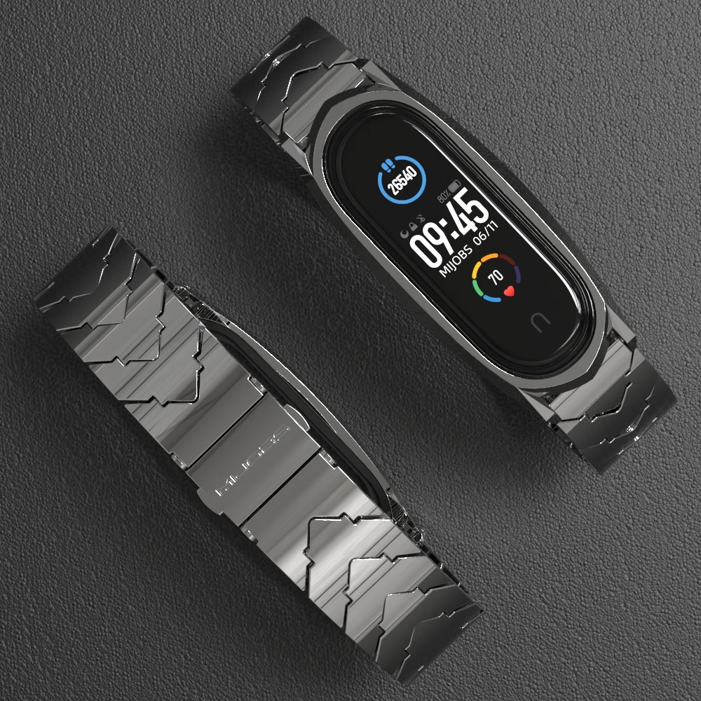 Наручный ремешок для Xiaomi Mi Band 5 4 3 6 нержавеющего металла Opaska Correa сгибание браслет