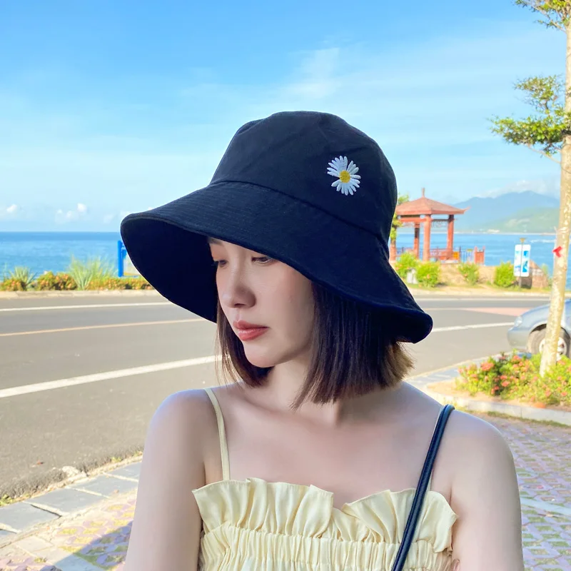 

Little daisy Bucket Hats Women Summer Sunscreen Panama Hat Men Pure Color Sunbonnet Fedoras Outdoor Fisherman Hat Beach Cap