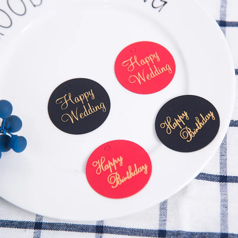 

10pcs Kraft Round Paper Gift Tags Happy Birthday Celebrating Labels Handmade For Wedding Party Decoration Packaging Hang Paper