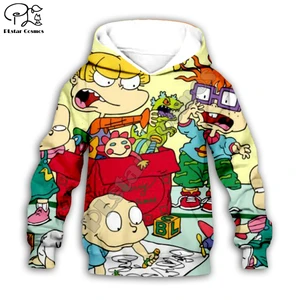 90s Cartoon Gang Character collage 3d Hoodies Children zipper  Long Sleeve Pullover Cartoon Sweatshirt /family