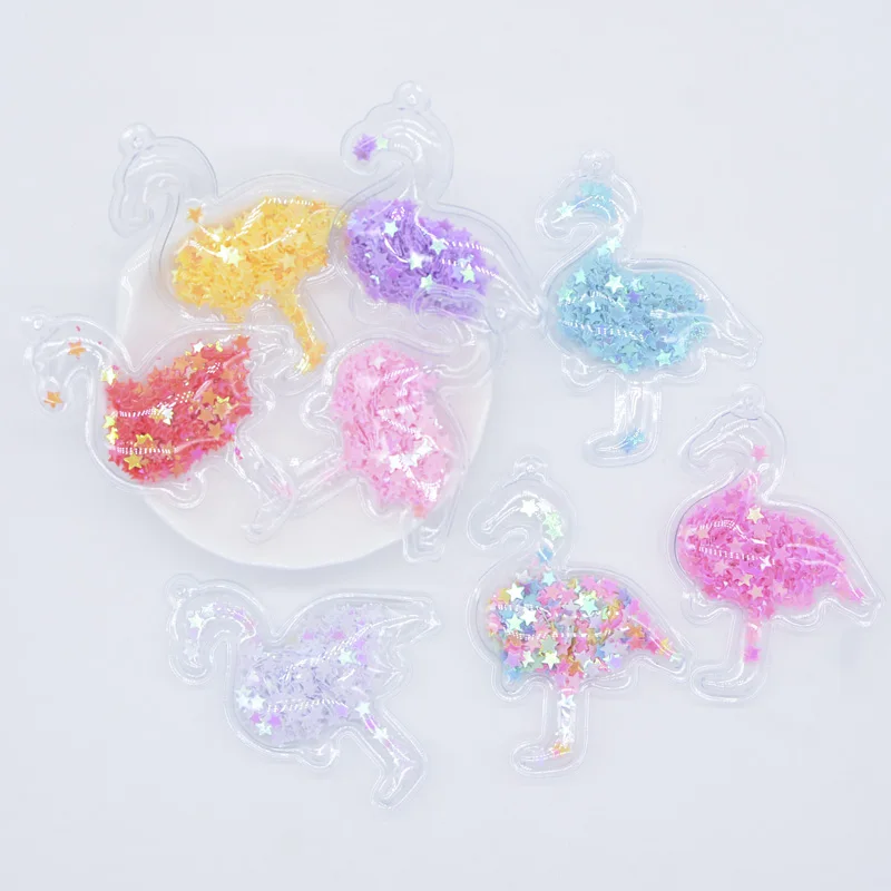 16 шт. прозрачные ПВХ заполняющие блестки с отверстием Фламинго аппликации для