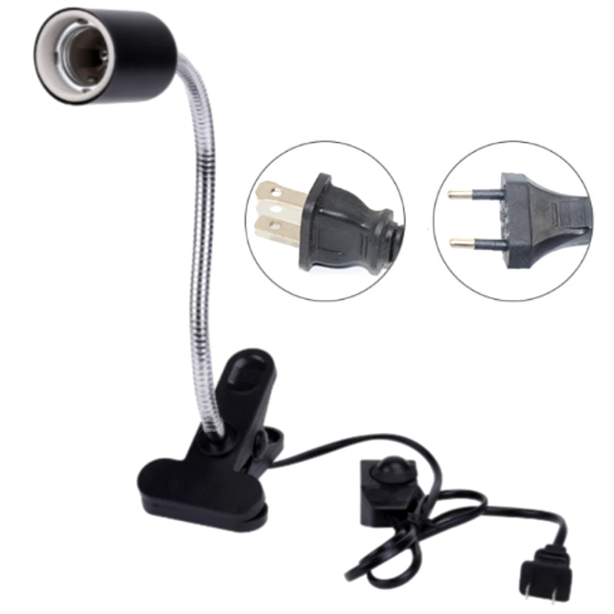 

50W Clip-On Flexible Reptile Lizard Basking Heat Light Holder With UV Bulb Heating Lamp Bulb Set Tortoises Lizards Lighting